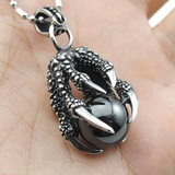 Dragon Claw With Black Crystal Ball Pendant Necklace