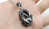 Dragon Claw With Black Crystal Ball Pendant Necklace